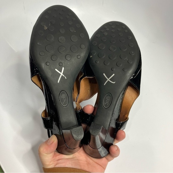 Sofft black patent leather sling back pumps peep toe shoes size 8.5 - Picture 7 of 7